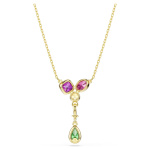 Imber Y pendant Mixed cuts, Multicolored, 18K gold finish
